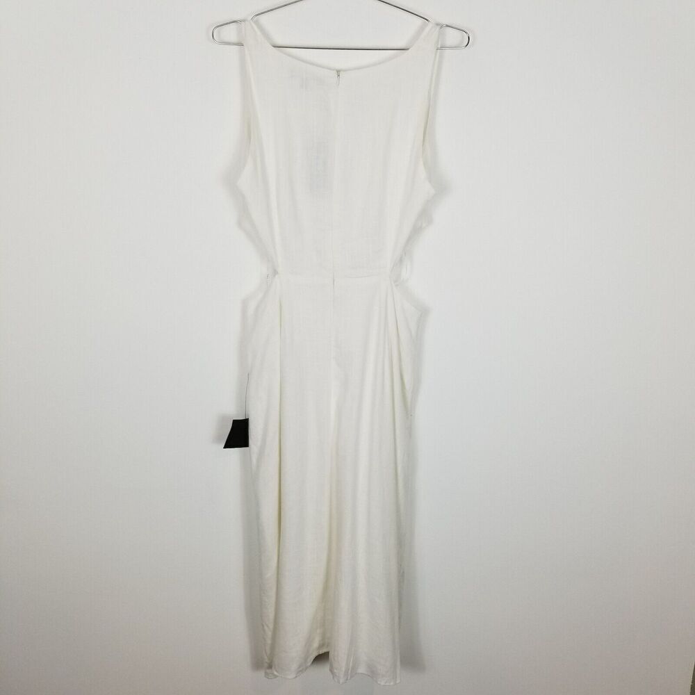 Lulu's Women Stun All Summer White Linen Cutout Tie-Front Midi Dress Size XL‎ - Picture 4 of 10
